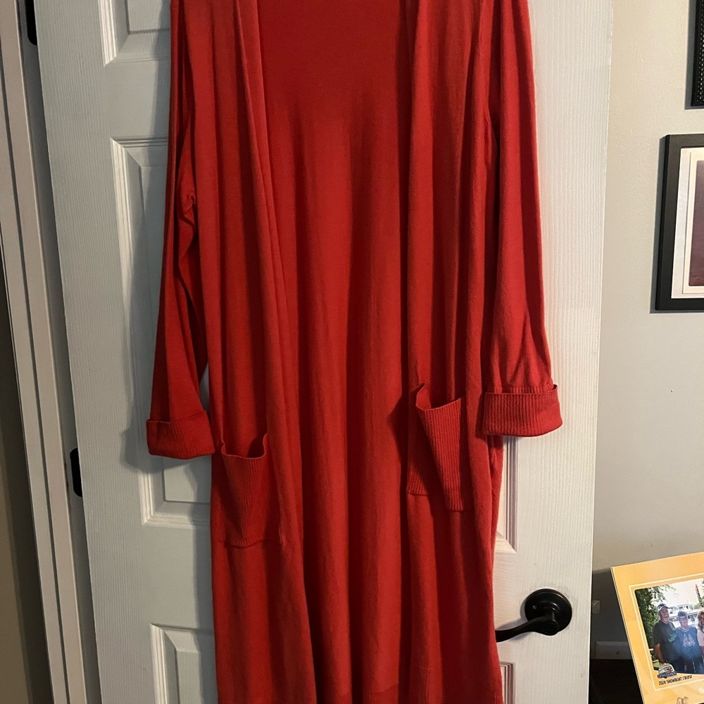 Vibrant Red Open Front Cardigan